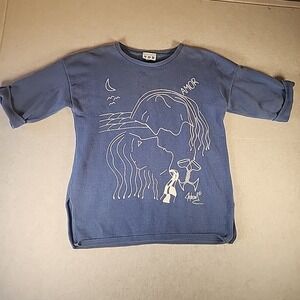 VOII Graphic Print Sweatshirt Pullover Amor Art Casual Top‎ Blue